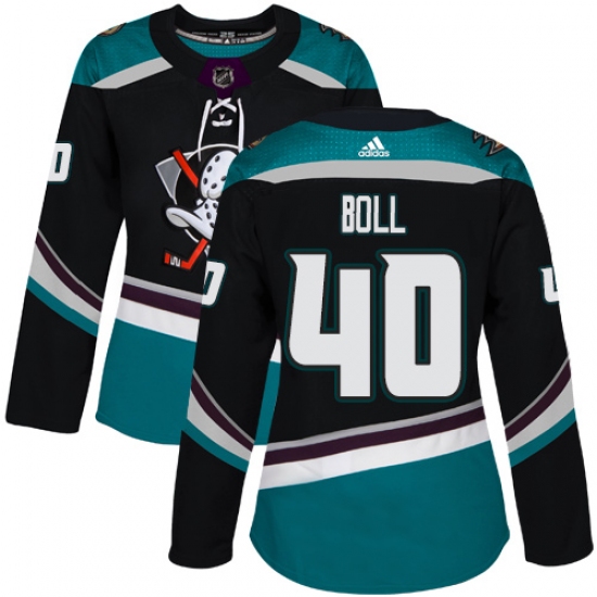 Women's Adidas Anaheim Ducks #40 Jared Boll Authentic Black Teal Third NHL Jersey - Ujersey