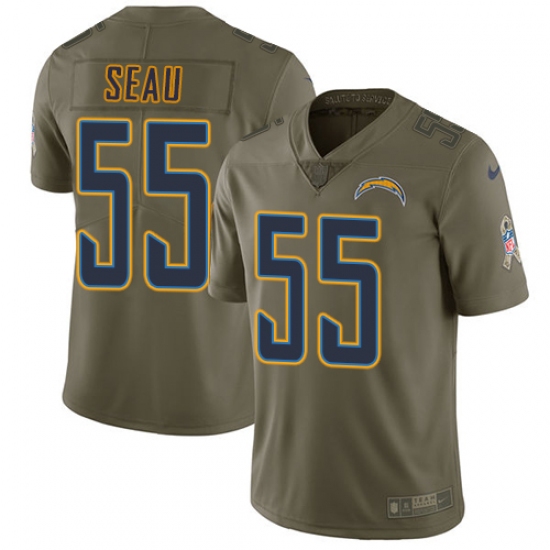 Youth Nike Los Angeles Chargers #55 Junior Seau Limited Olive 2017 Salute to Service NFL Jersey - Ujersey