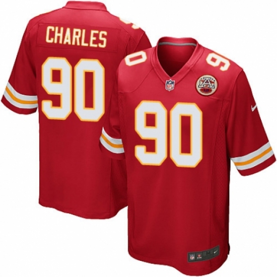 Men's Nike Kansas City Chiefs #90 Stefan Charles Game Red Team Color NFL Jersey - Ujersey