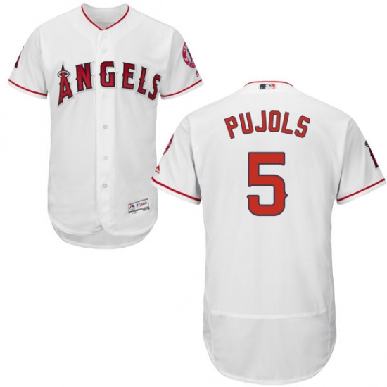 Men's Majestic Los Angeles Angels of Anaheim #5 Albert Pujols White Home Flex Base Authentic Collection MLB Jersey - Ujersey