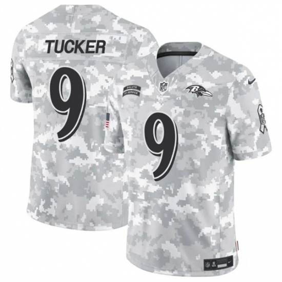 Men's Baltimore Ravens #9 Justin Tucker 2024 F.U.S.E. Arctic Camo Salute to Service Limited Football Stitched Jersey - Ujersey