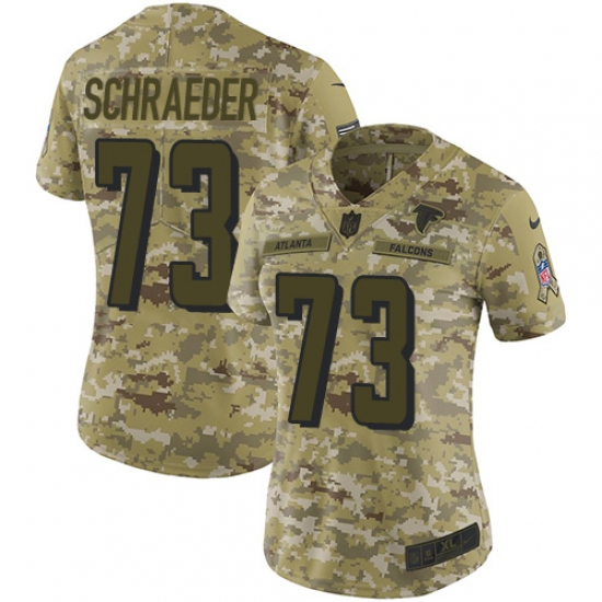 Women's Nike Atlanta Falcons #73 Ryan Schraeder Limited Camo 2018 Salute to Service NFL Jersey - Ujersey