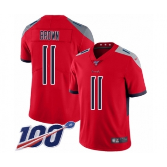 Men's Tennessee Titans #11 A.J. Brown Limited Red Inverted Legend 100th Season Football Jersey - Ujersey
