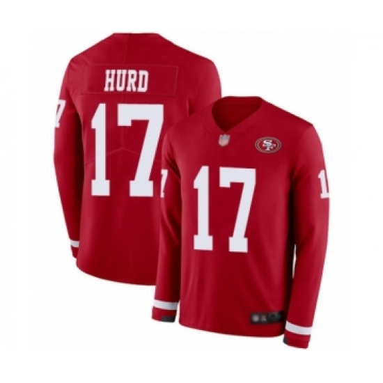 Youth San Francisco 49ers #17 Jalen Hurd Limited Red Therma Long Sleeve Football Jersey - Ujersey