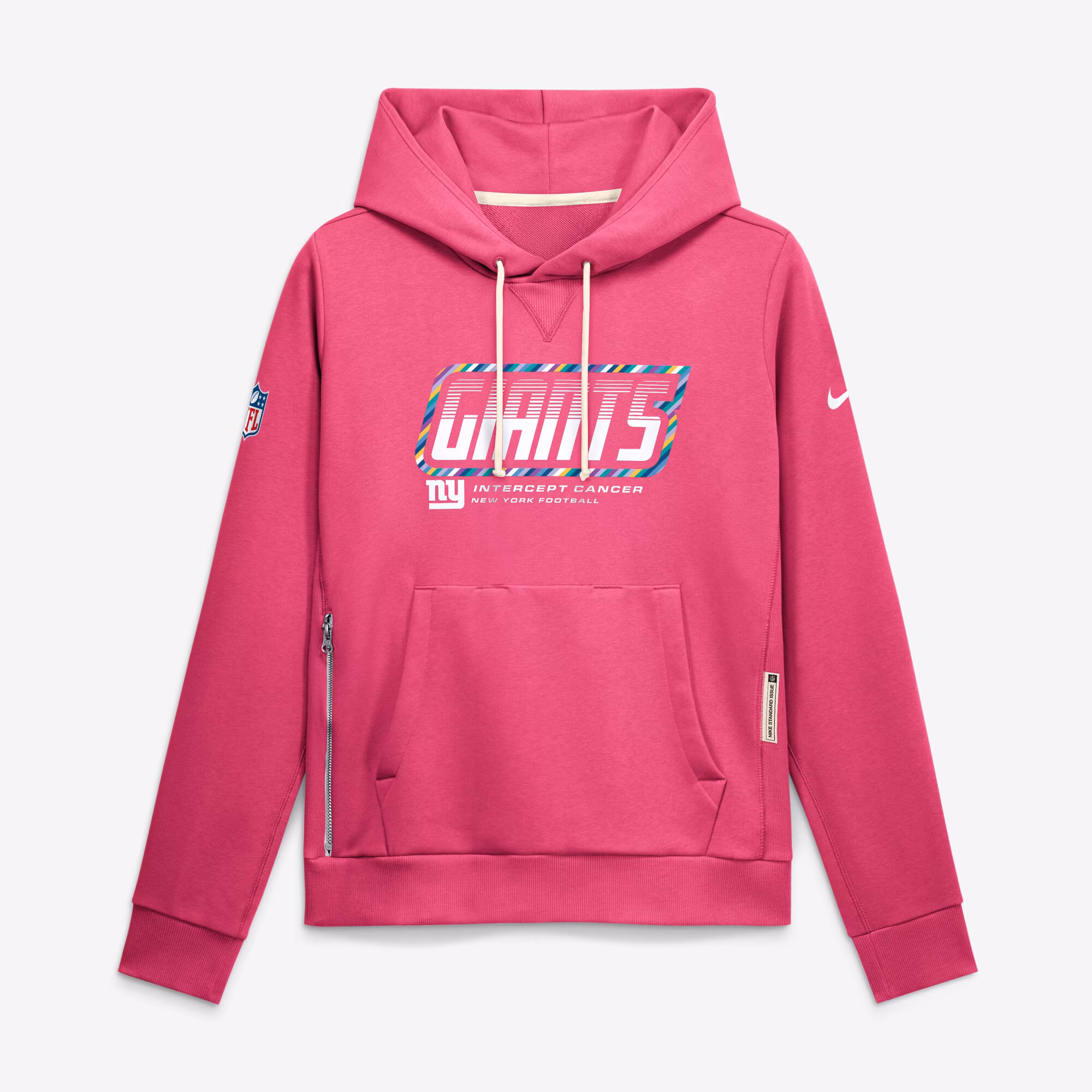 Women's New York Giants  Nike Pink 2026 NFL Crucial Catch Sideline Standard Issue Dri-FIT Pullover Hoodie - Ujersey