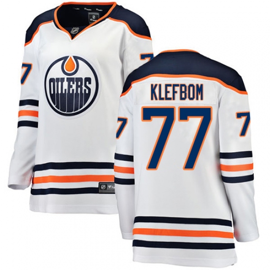 Women's Edmonton Oilers #77 Oscar Klefbom Authentic White Away Fanatics Branded Breakaway NHL Jersey - Ujersey