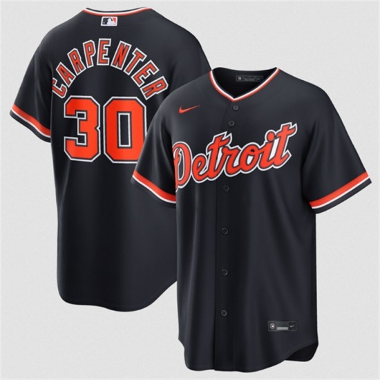 Men's Detroit Tigers #30 Kerry Carpenter Navy Alternate Stitched Baseball Jersey - Ujersey