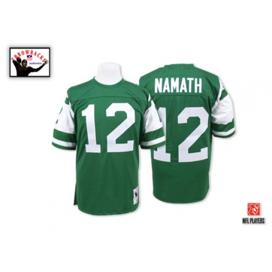 Mitchell and Ness New York Jets #12 Joe Namath Green Team Color Authentic Throwback NFL Jersey - Ujersey