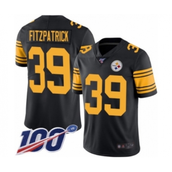 Men's Pittsburgh Steelers #39 Minkah Fitzpatrick Limited Black Rush Vapor Untouchable 100th Season Football Jersey - Ujersey