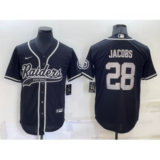 Men's Las Vegas Raiders #28 Josh Jacobs Black Stitched MLB Cool Base Nike Baseball Jersey - Ujersey