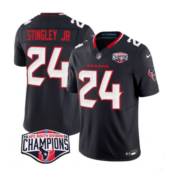 Men's Houston Texans #24 Derek Stingley Jr. Navy F.U.S.E. 2024 AFC South Division Champions Vapor Limited Stitched Football Jersey - Ujersey