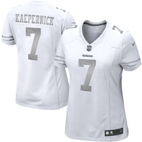 Women's Nike San Francisco 49ers #7 Colin Kaepernick Limited White Platinum NFL Jersey - Ujersey