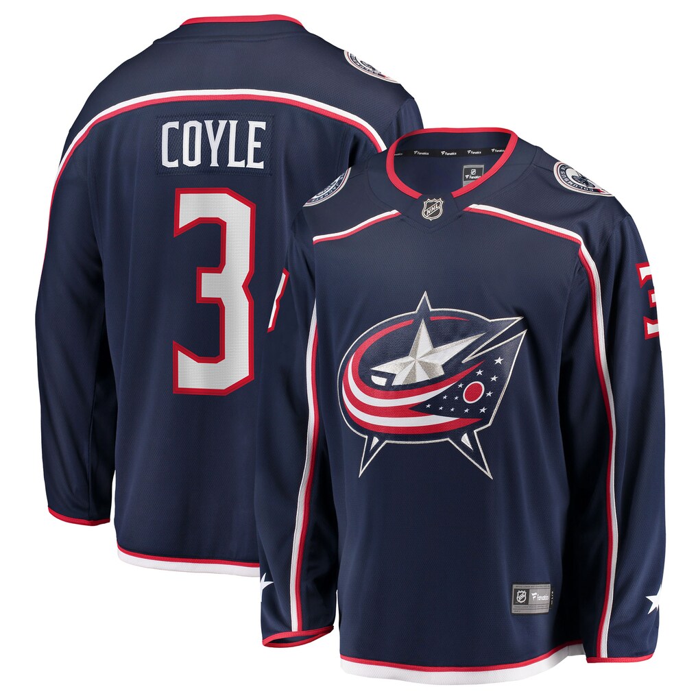 Men's Columbus Blue Jackets Charlie Coyle Fanatics Navy Home Breakaway Jersey