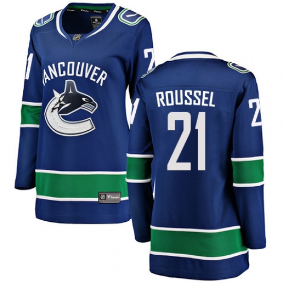 Women's Vancouver Canucks #21 Antoine Roussel Fanatics Branded Blue Home Breakaway NHL Jersey - Ujersey
