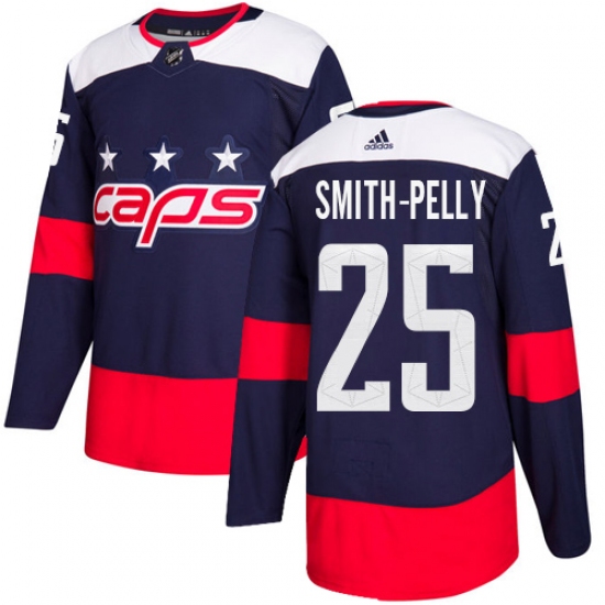 Men's Adidas Washington Capitals #25 Devante Smith-Pelly Authentic Navy Blue 2018 Stadium Series NHL Jersey - Ujersey