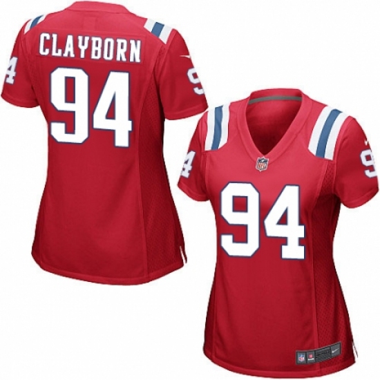 Women's Nike New England Patriots #94 Adrian Clayborn Game Red Alternate NFL Jersey - Ujersey