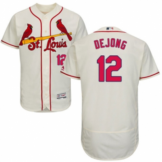 Men's Majestic St. Louis Cardinals #12 Paul DeJong Cream Alternate Flex Base Authentic Collection MLB Jersey - Ujersey