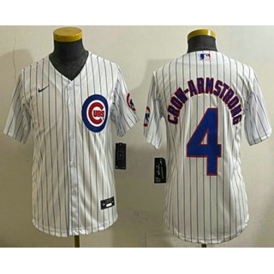 Youth Chicago Cubs #4 Pete Crow Armstrong White Limited Stitched Jersey - Ujersey