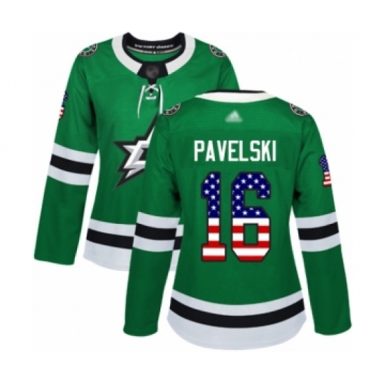 Women's Dallas Stars #16 Joe Pavelski Authentic Green USA Flag Fashion Hockey Jersey - Ujersey