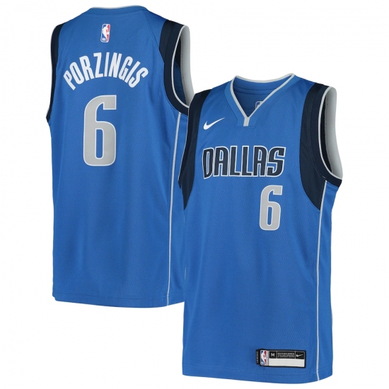 Youth Dallas Mavericks #6 Kristaps Porzingis Nike Blue 2020-21 Swingman Jersey - Ujersey