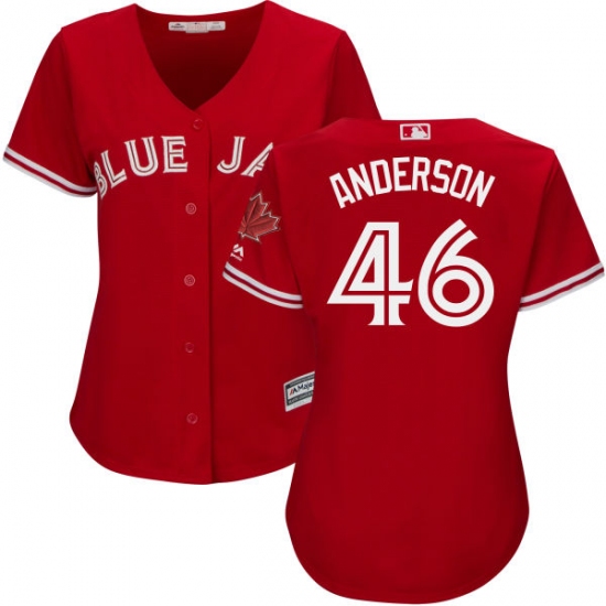 Women's Majestic Toronto Blue Jays #46 Brett Anderson Replica Scarlet Alternate MLB Jersey - Ujersey