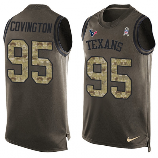 Men's Nike Houston Texans #95 Christian Covington Limited Green Salute to Service Tank Top NFL Jersey - Ujersey
