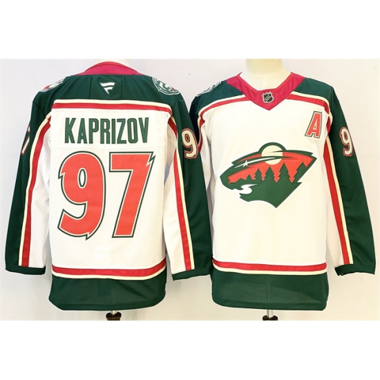 Men's Minnesota Wild #97 Kirill Kaprizov White 2025 With A 25th Anniversary Stitched Hockey Jersey - Ujersey