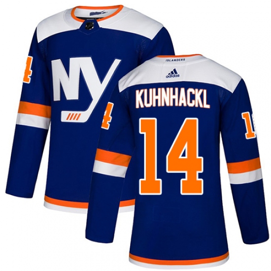 Men's Adidas New York Islanders #14 Tom Kuhnhackl Premier Blue Alternate NHL Jersey - Ujersey