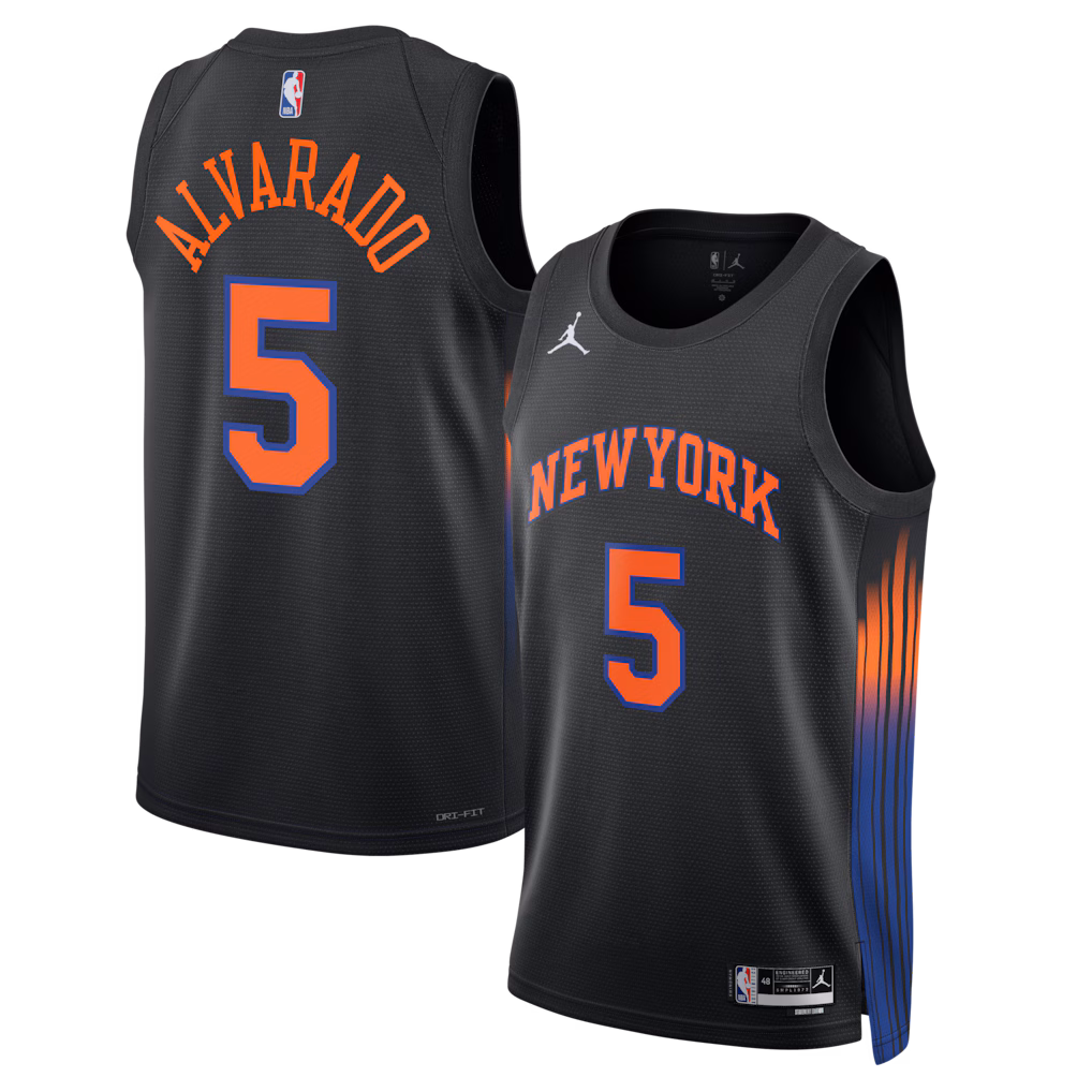 Unisex New York Knicks José Alvarado Jordan Brand Black Swingman Jersey - Statement Edition