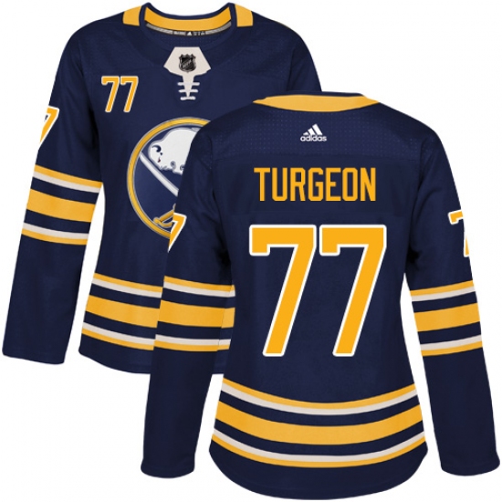 Women's Adidas Buffalo Sabres #77 Pierre Turgeon Premier Navy Blue Home NHL Jersey