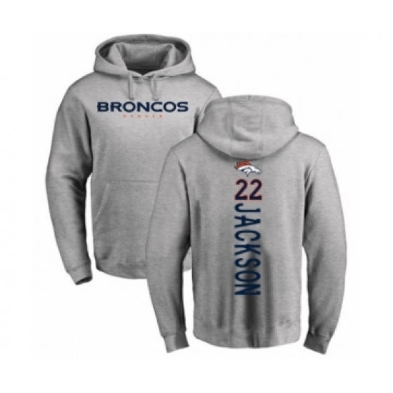 Football Denver Broncos #22 Kareem Jackson Ash Backer Pullover Hoodie - Ujersey