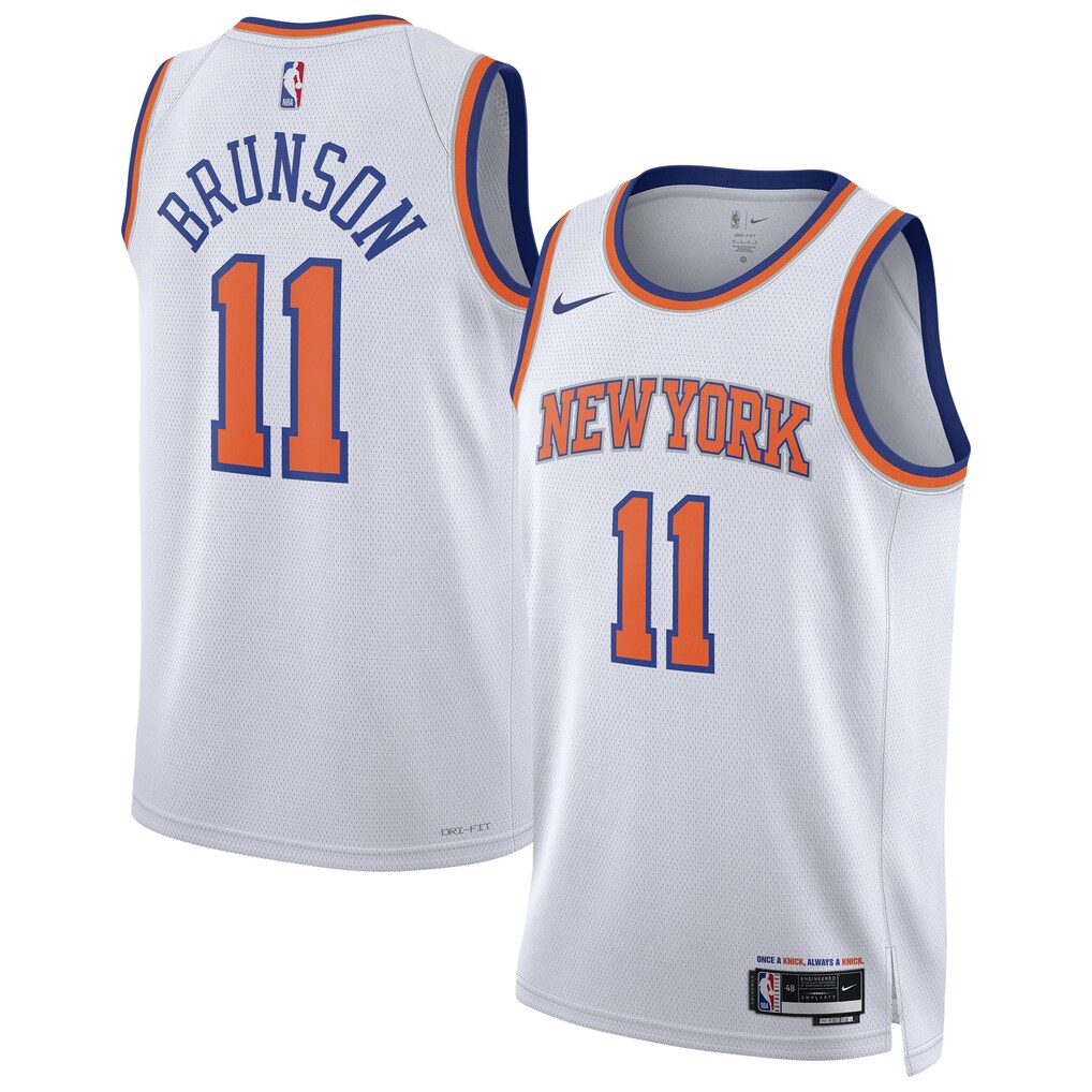 Unisex New York Knicks Jalen Brunson Nike White Swingman Jersey - Association Edition - Ujersey NHL