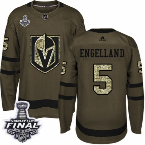 Men's Adidas Vegas Golden Knights #5 Deryk Engelland Authentic Green Salute to Service 2018 Stanley Cup Final NHL Jersey - Ujersey