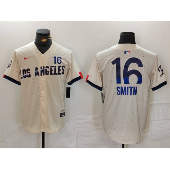 Men's Los Angeles Dodgers #16 Will Smith Cream 2024 City Connect Limited Stitched Jersey - Ujersey