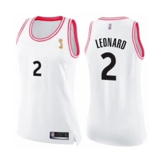 Women's Toronto Raptors #2 Kawhi Leonard Swingman White Pink Fashion 2019 Basketball Finals Champions Jersey - Ujersey