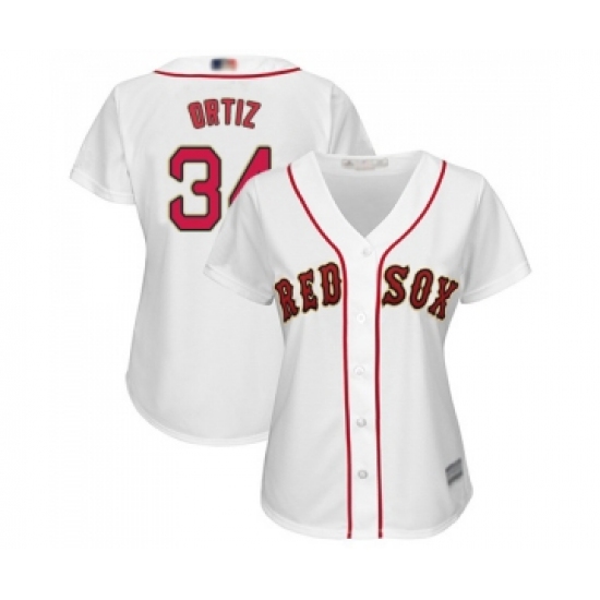Women's Boston Red Sox #34 David Ortiz Authentic White 2019 Gold Program Cool Base Baseball Jersey