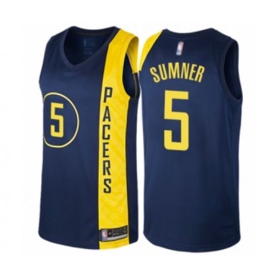 Women's Indiana Pacers #5 Edmond Sumner Swingman Navy Blue Basketball Jersey - City Edition - Ujersey