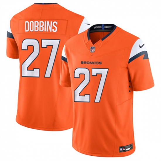 Men's Denver Broncos #27 J.K. Dobbins Orange 2025 F.U.S.E. Vapor Limited Football Stitched Jersey - Ujersey