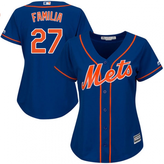 Women's Majestic New York Mets #27 Jeurys Familia Authentic Royal Blue Alternate Home Cool Base MLB Jersey - Ujersey