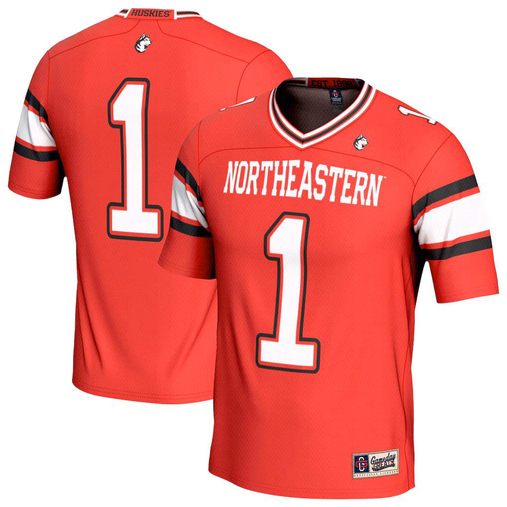 Unisex GameDay Greats Red #1 Northeastern Huskies Lightweight Collegiate Football Fashion Jersey - Ujersey Shop