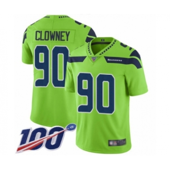 Youth Seattle Seahawks #90 Jadeveon Clowney Limited Green Rush Vapor Untouchable 100th Season Football Jersey - Ujersey