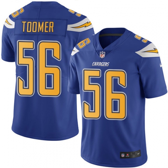 Men's Nike Los Angeles Chargers #56 Korey Toomer Elite Electric Blue Rush Vapor Untouchable NFL Jersey - Ujersey