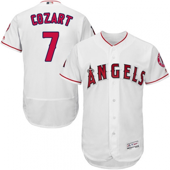 Men's Majestic Los Angeles Angels of Anaheim #7 Zack Cozart White Home Flex Base Authentic Collection MLB Jersey - Ujersey