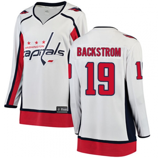 Women's Washington Capitals #19 Nicklas Backstrom Fanatics Branded White Away Breakaway NHL Jersey - Ujersey