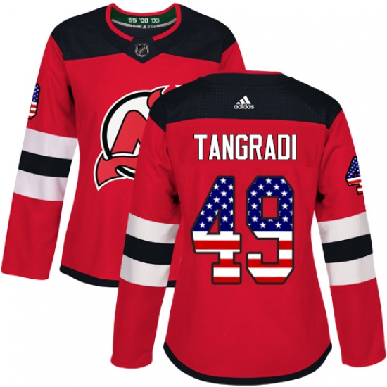 Women's Adidas New Jersey Devils #49 Eric Tangradi Authentic Red USA Flag Fashion NHL Jersey - Ujersey