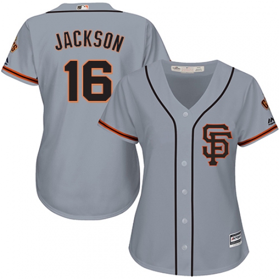 Women's Majestic San Francisco Giants #16 Austin Jackson Replica Grey Road 2 Cool Base MLB Jersey - Ujersey