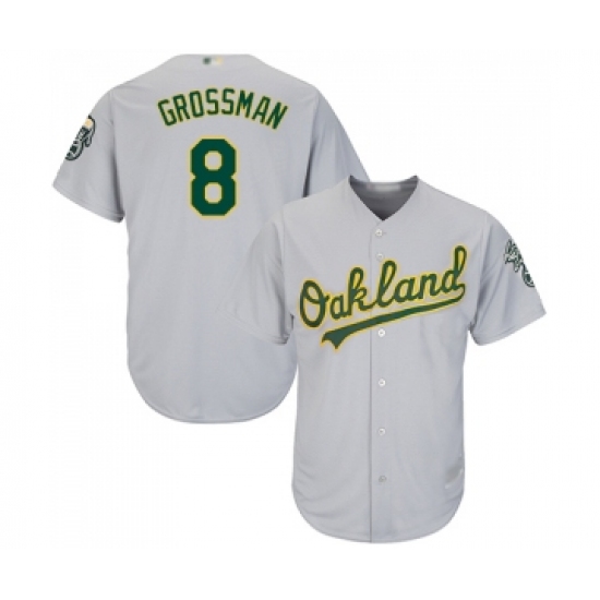 Men's Oakland Athletics #8 Robbie Grossman Replica Grey Road Cool Base Baseball Jersey - Ujersey