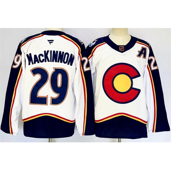 Men's Colorado Avalanche #29 Nathan MacKinnon White Alternate With A Reverse Retro Stitched Jersey - Ujersey