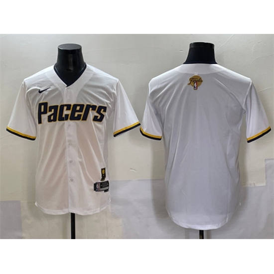 Men's Indiana Pacers Blank White 2025 Finals Vapor Stitched Baseball Jersey - Ujersey
