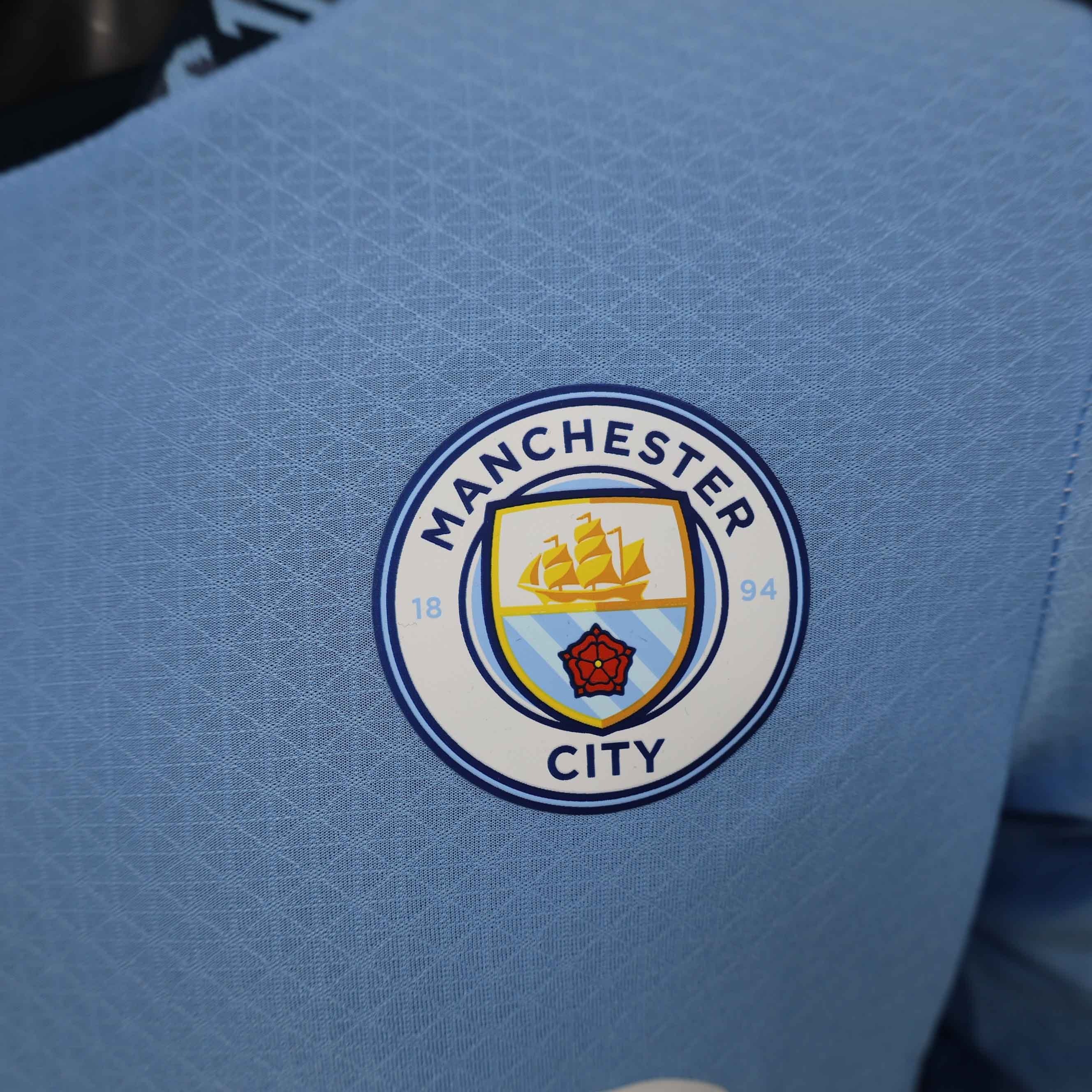 Manchester City Home Long Sleeve Football Jersey Shirt 2024/25 - Ujersey NHL